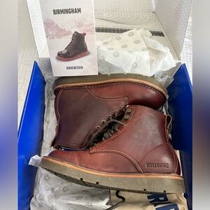 NWT Birkenstock Birmingham Lace Women Oiled Leather Boots Size 38 Medium/Narrow